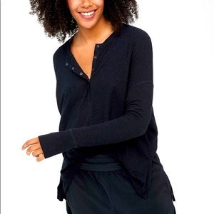 Aerie American Eagle Ribbed Henley Size M black